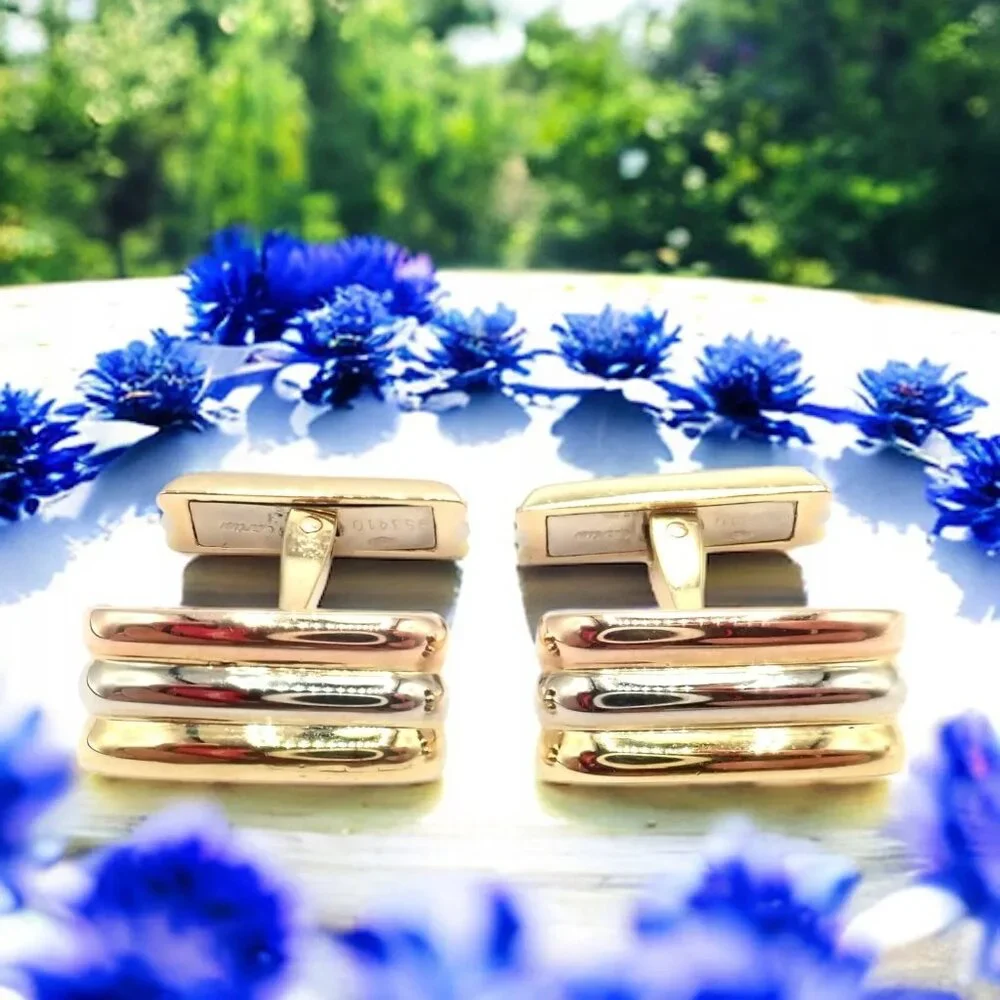 Rare! Vintage Authentic Cartier Trinity 18k Tri-Color Gold Cufflinks
